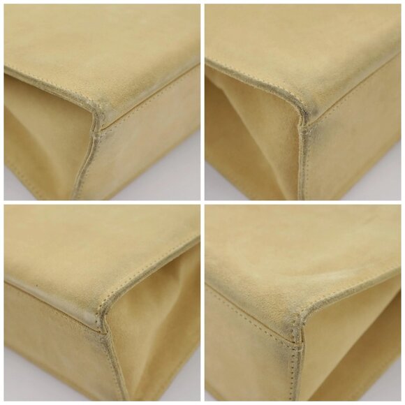 Salvatore Ferragamo Hand Bag Suede 2way Beige Silver Auth 102527 - Picture 14 of 16